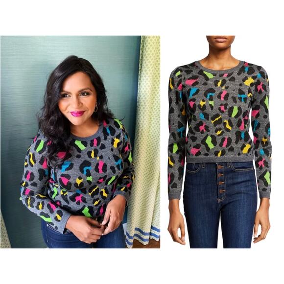 Alice + Olivia Metallic Rhodes Leopard Print Sweater - Picture 2 of 11